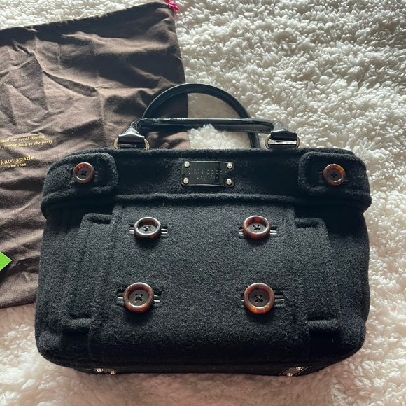 Kate Spade black wool and leather handbag - Picture 6 of 7